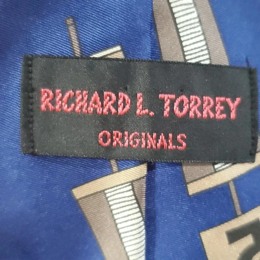 Richard l Torrey benchwarmers blue grey silk football cartoon tie